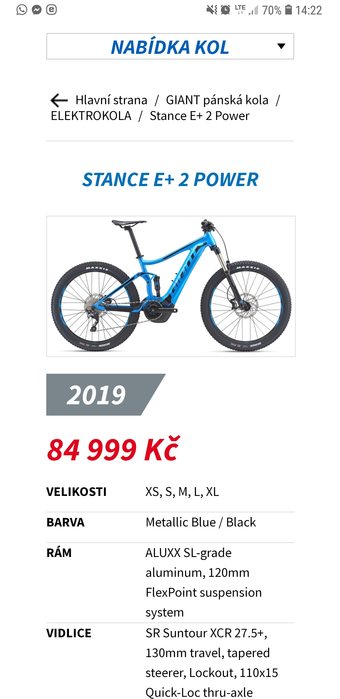 Prodám: Prodám celoodpružené elektrokolo Giant Stance E+ 2 POWER 2019 -  bazar - Bike-forum.cz